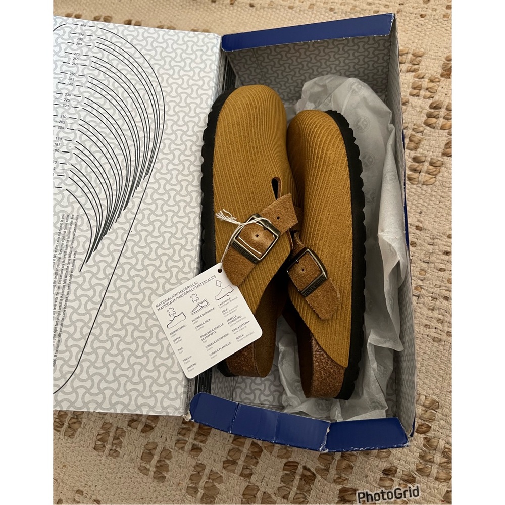 NIB Anthropologie Birkenstocks Boston Embossed Corduroy Cork Brown Clog - Picture 7 of 7